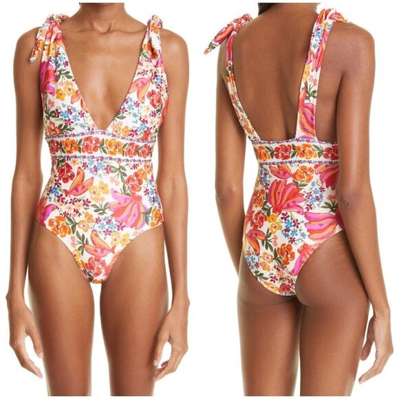 💕FARM RIO💕 Spring Bananas One Piece Swimsuit ~ Spring Bananas Print XS NWT - Picture 7 of 16